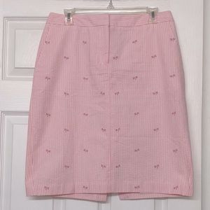 Brooks Brothers Classic Seersucker Pink Skirt with Dragonflies Sz 8